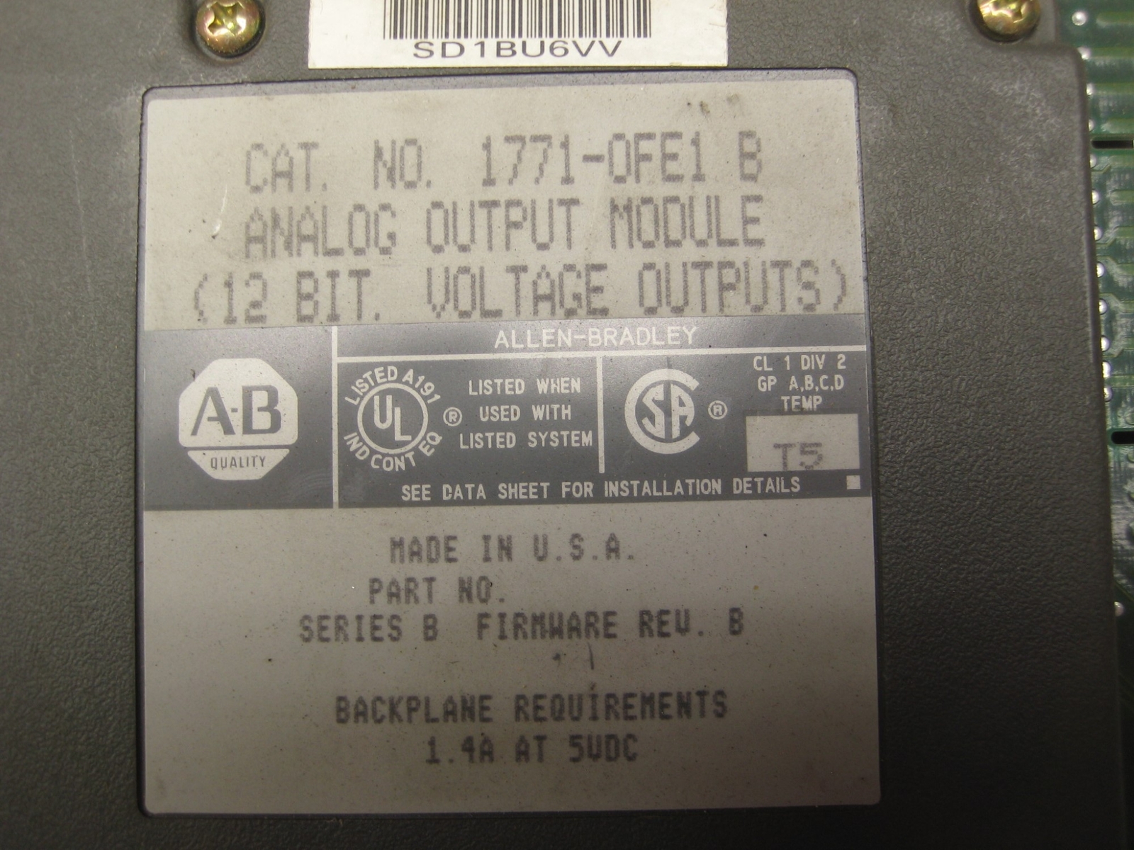ALLEN BRADLEY 1771-0FE1 SER.B OUTPUT MODULE NSNP