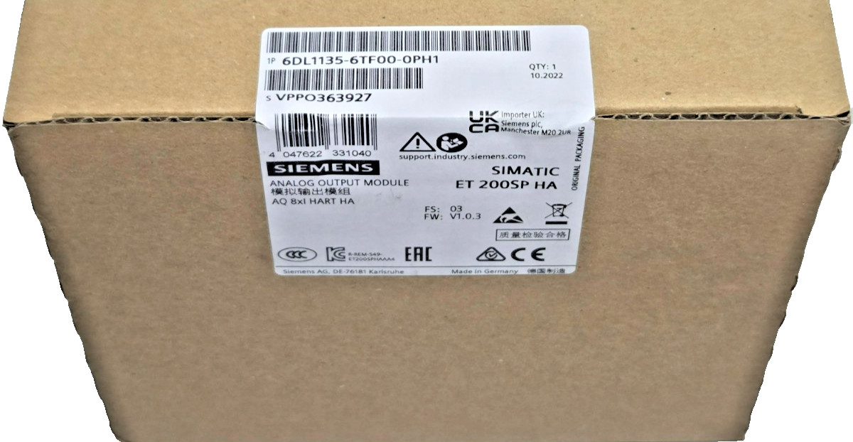 Siemens SIMATIC ET 200SP HA 6DL1135-6TF00-0PH1 AQ 8xI HART Analog Output