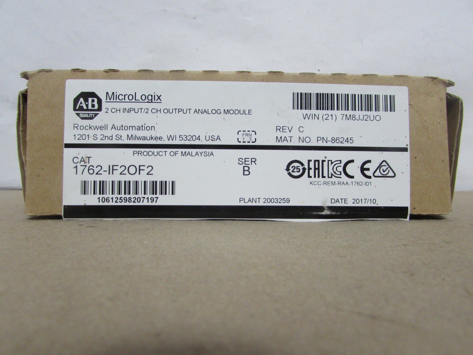 ALLEN BRADLEY 1762-1F20F2 Micrologix 1200 2 Channel input ( NEW – OPEN BOX )