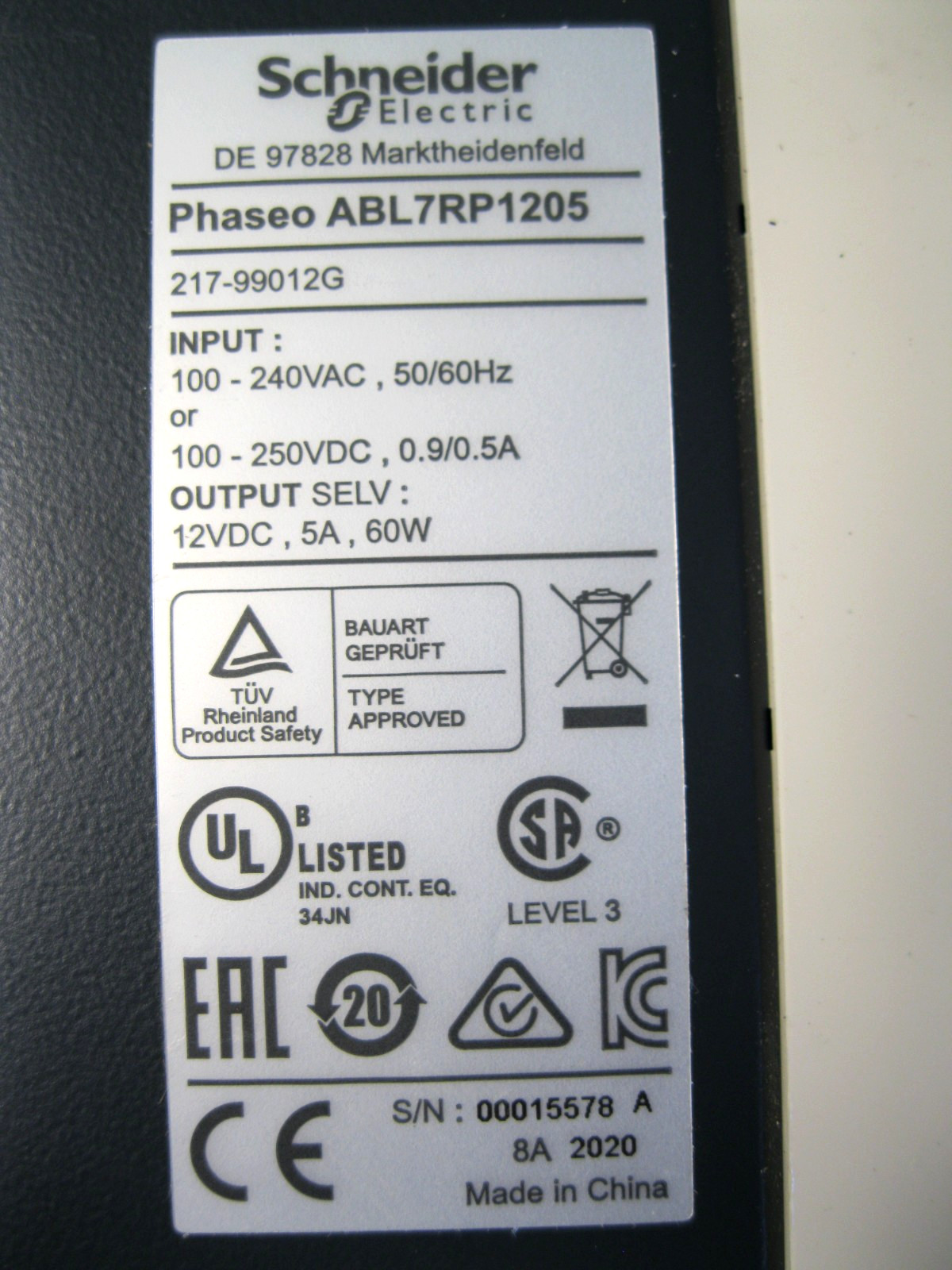 Schneider Electric Phaseo ABL7RP1205 High Performance Power Supply NEW H18