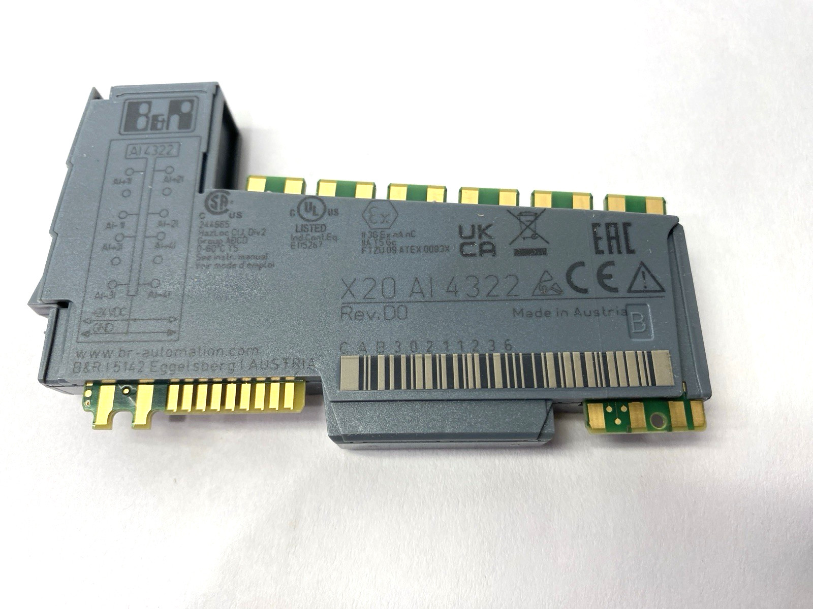 B&R Automation X20AI4322 Rev. D0 Analog Input Module 4-Inputs 12-bit Converter