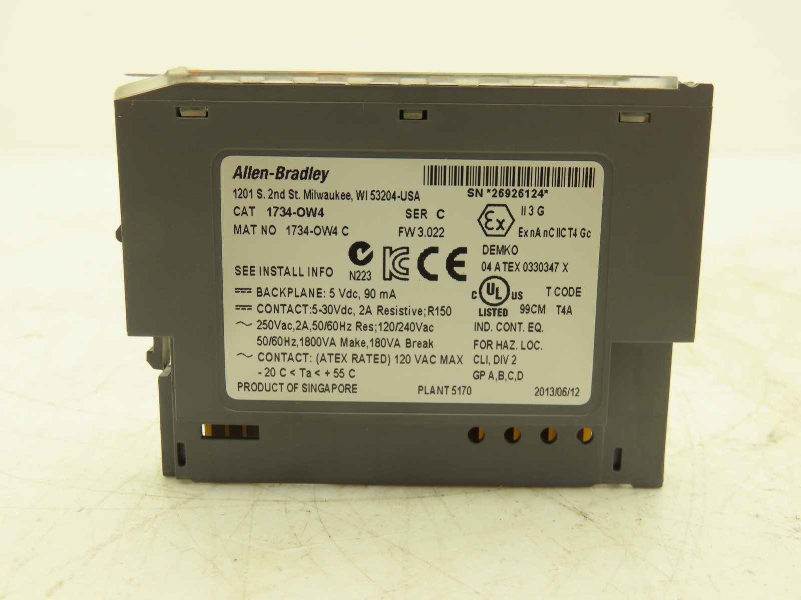 Allen Bradley 1734-OW4 PLC I/O Digital Output Module 24V Ser C FW 3.022 Lot Of 5