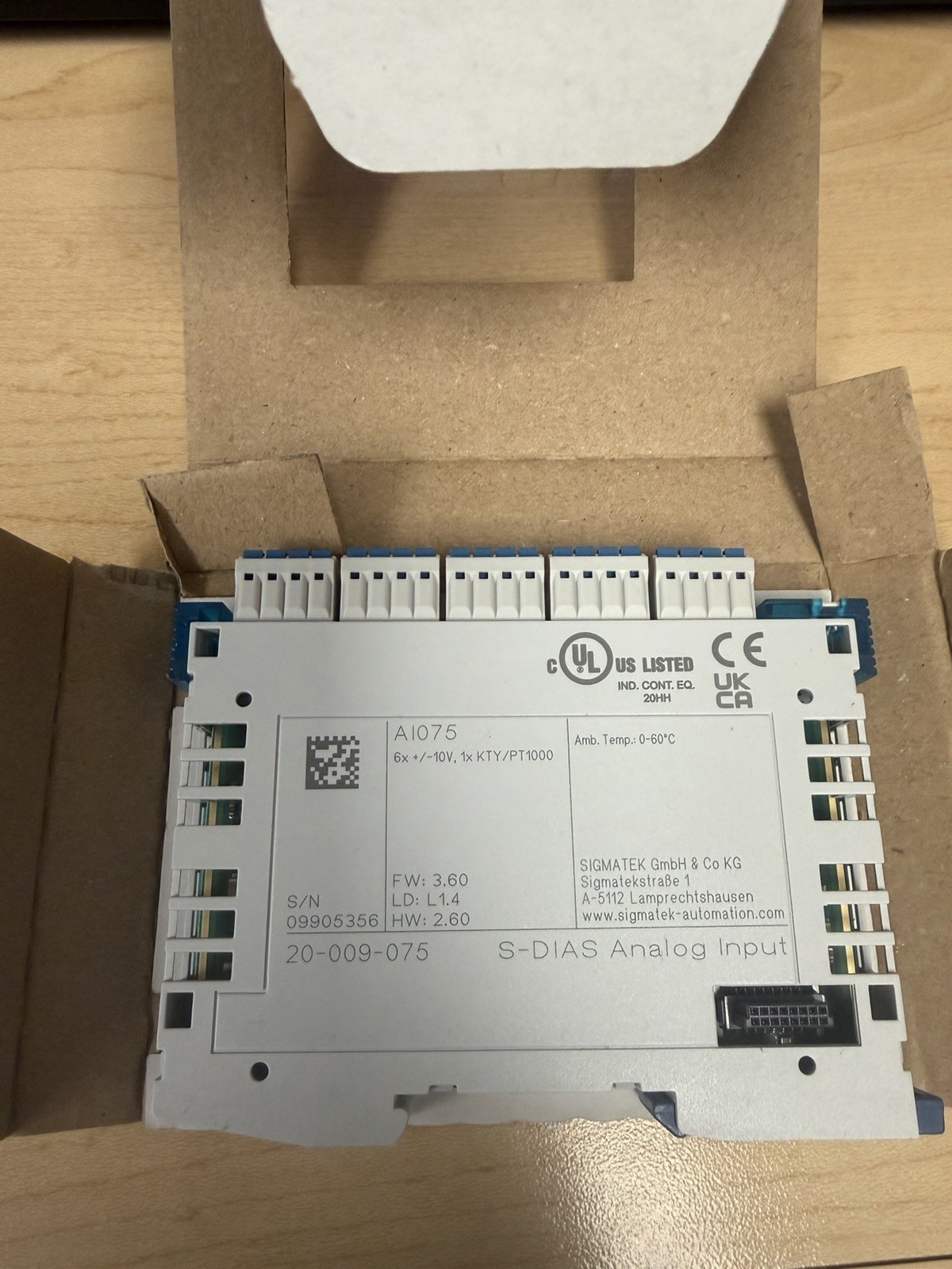 Sigmatek AI075 S-DIAS Analog Input 20-009-075 Module System Automation Unit