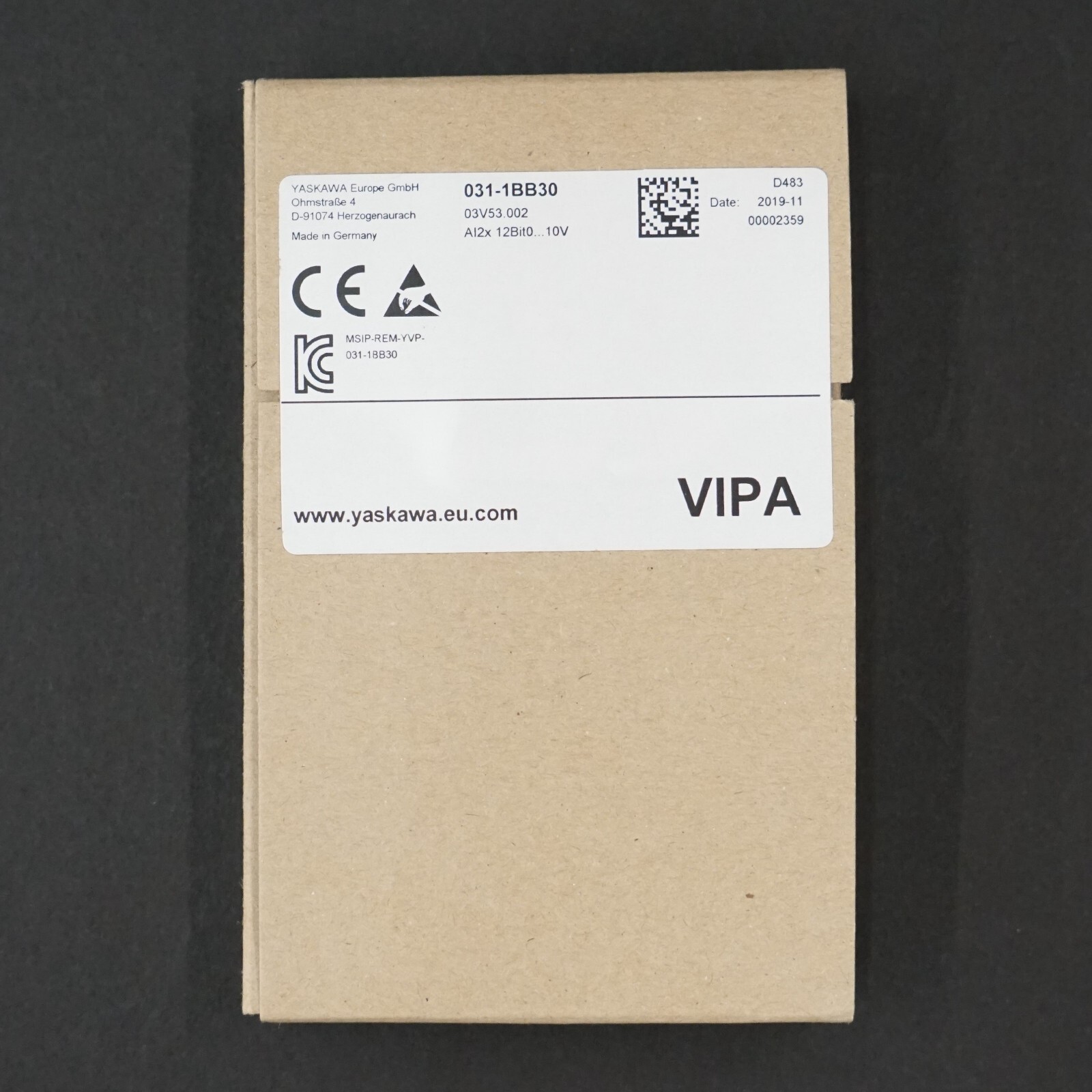 VIPA 031-1BB30 SLIO Analog Input Module, 2-Input, 12-Bit, 0-10V