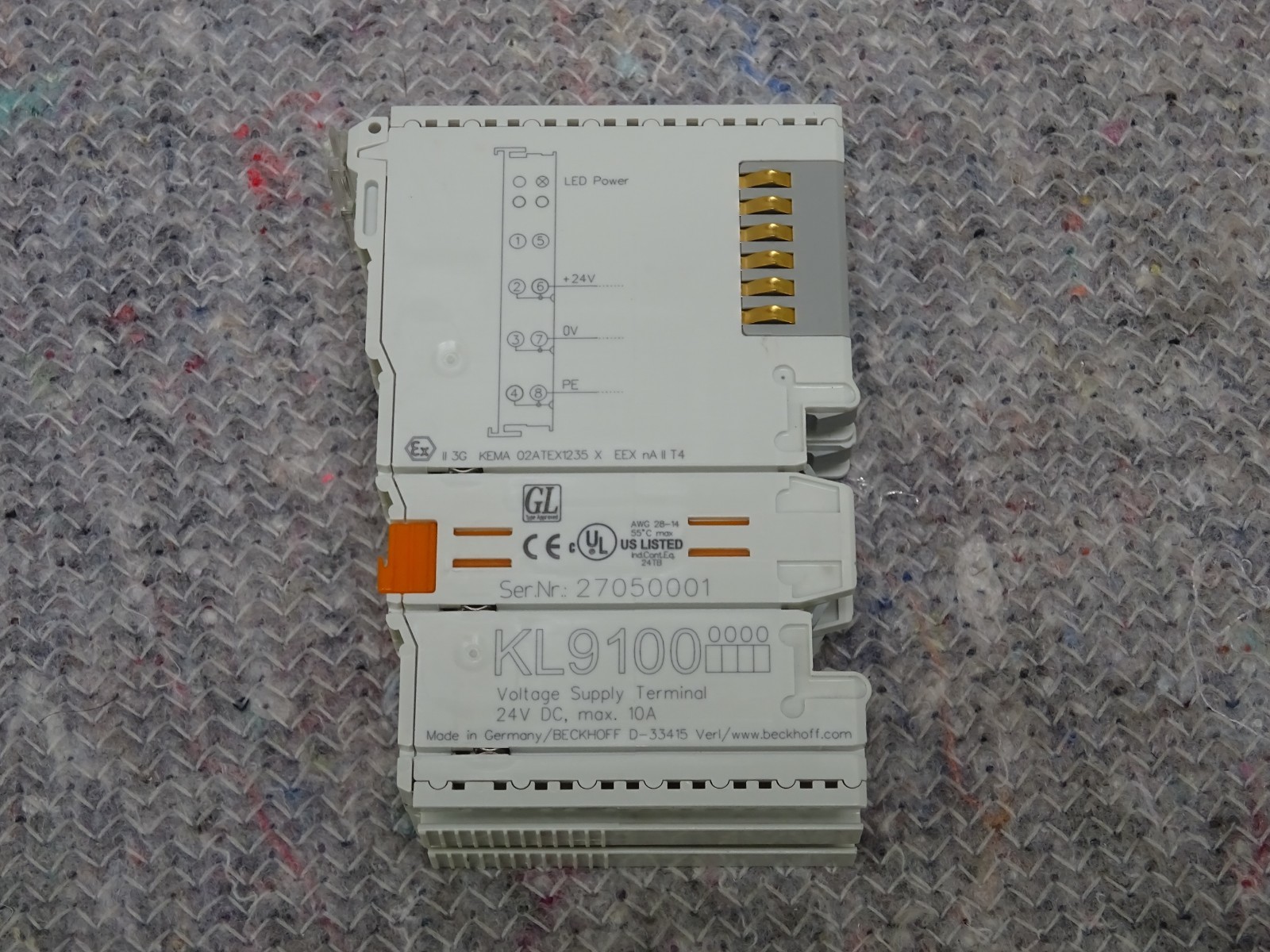 Lot of 2 Beckhoff KL 9100 Voltage Supply Terminal KL9100 24VDC 10A