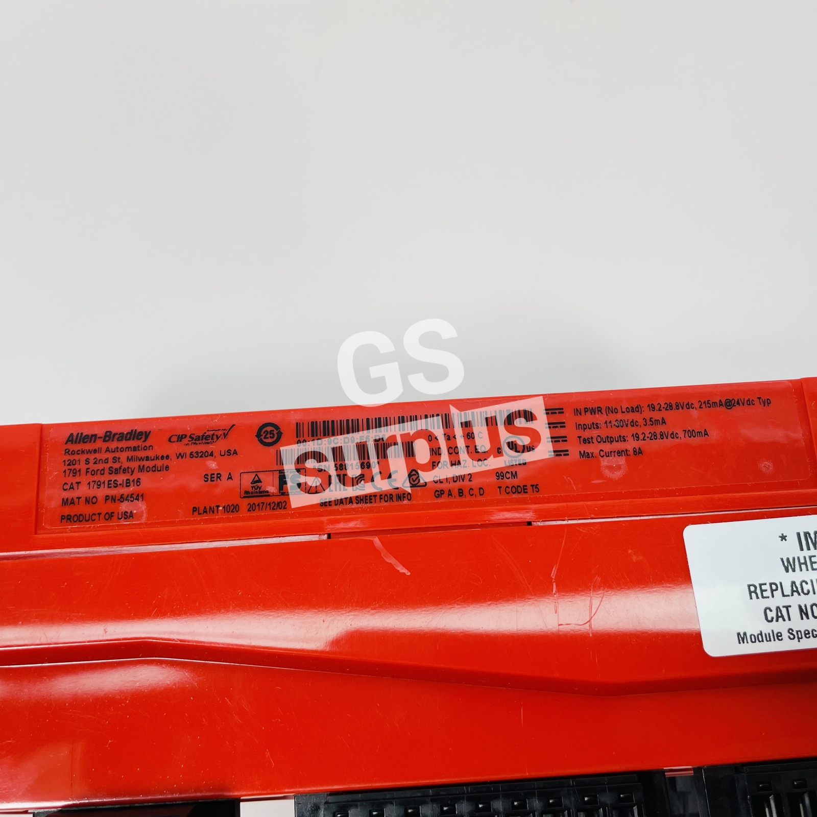 New surplus ALLEN BRADLEY 1791ES-IB16 /A CompactBlock ENet Safety Input Module