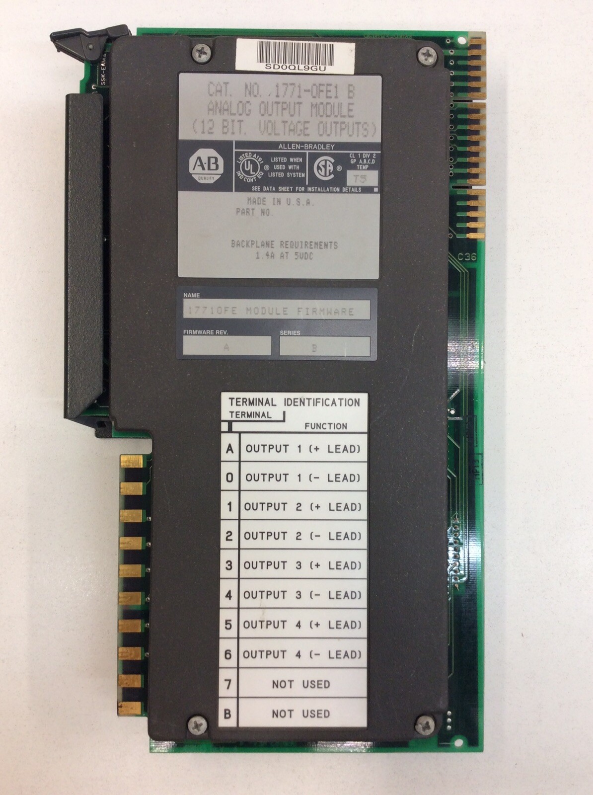 Allen Bradley 1771-OFE1 Series B Analog Output Module (12 Bit Voltage Outputs)