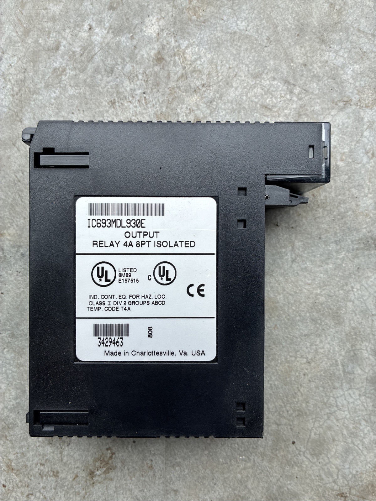 GE FANUC OUTPUT RELAY 4A 8PT ISOLATED IC693MDL930E