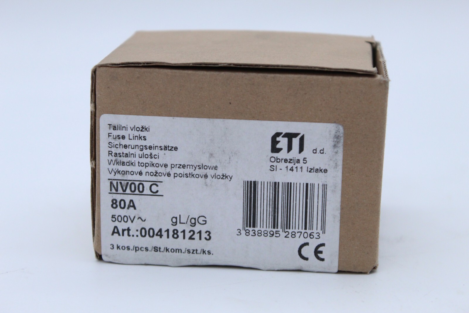 ETI NV00 C, 80A 500V, 004181213, 3 Pack