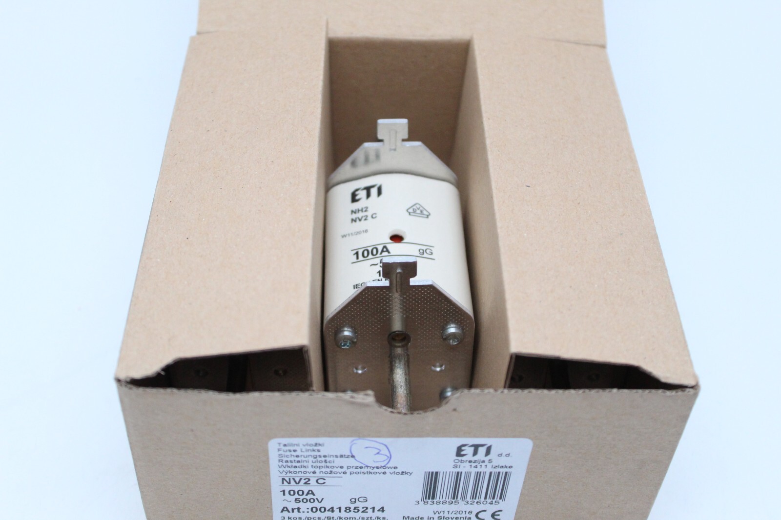 ETI NV2C, 100A 500V, 004185214, 3 Pack