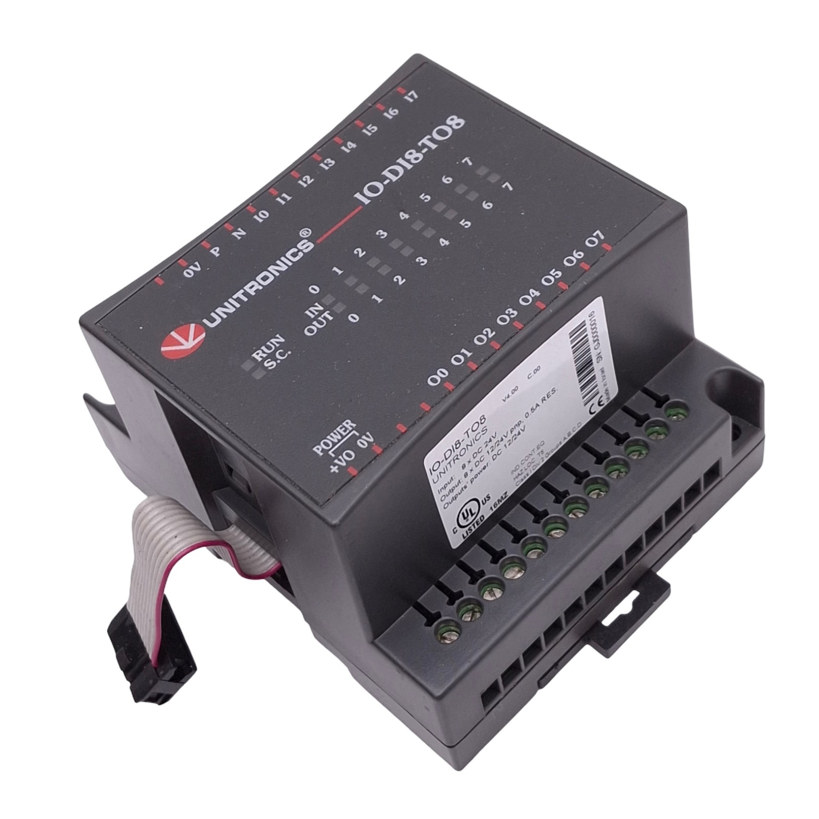 Unitronics IO-DI8-TO8 I/O Expansion Module, 8 Digital In, 8 Transistor Out, 24V