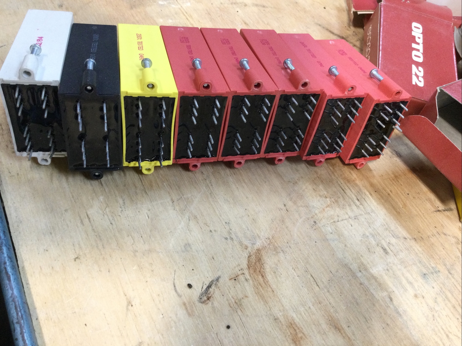 Lot of 8 OPTO 22 models ODC5Q-IAC5Q-OAC5Q-IDC5Q