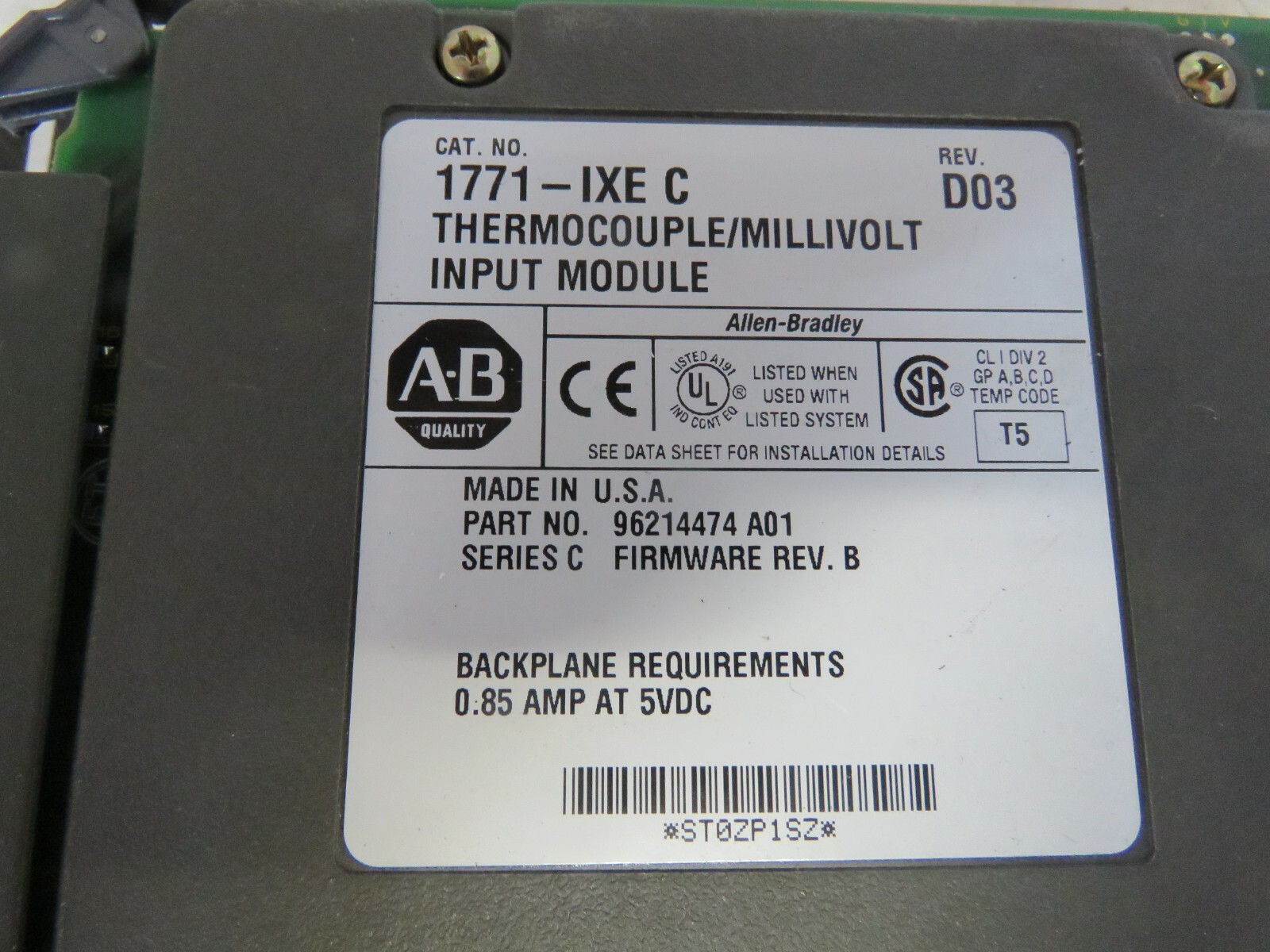 ALLEN BRADLEY THERMOCOUPLE / MILLIVOLT INPUT MODULE 1771-IXE C NEW
