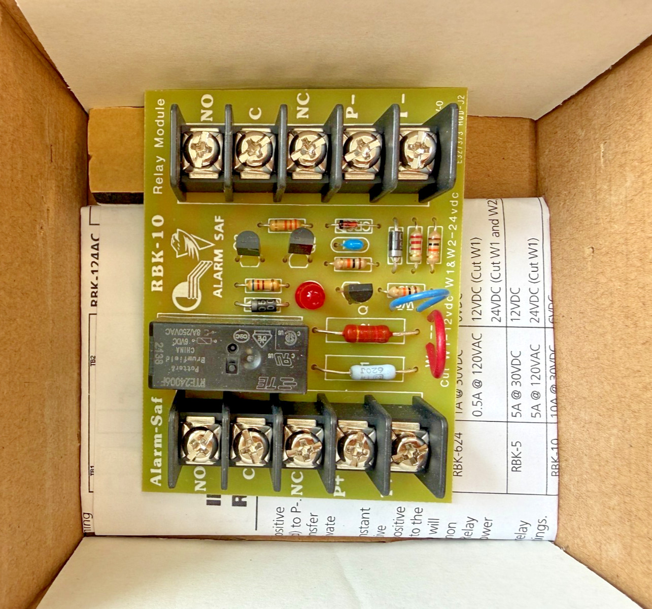 ALARM SAF RBKS-10 Relay Module 6-12-24 VDC 88mA 10 A
