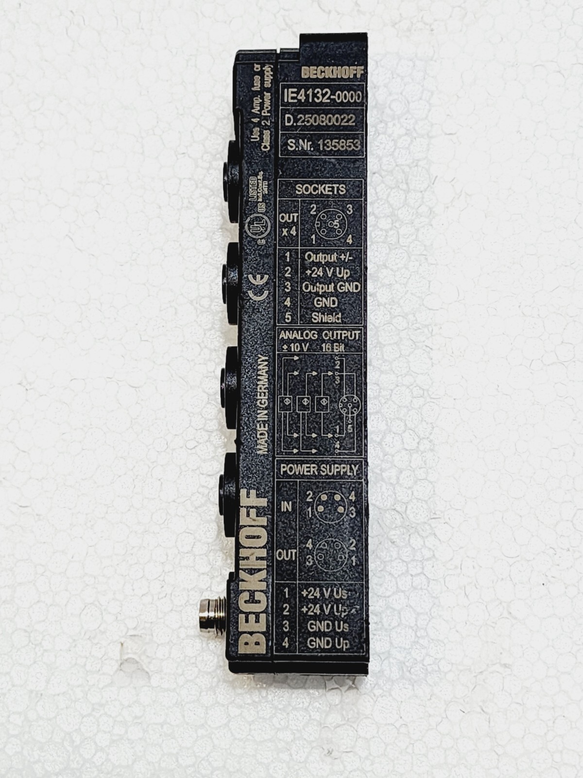 BECKHOFF IE4132-0000 4-CHANNEL ANALOG ±10 V INPUT OUTPUT EXTENSION BOX