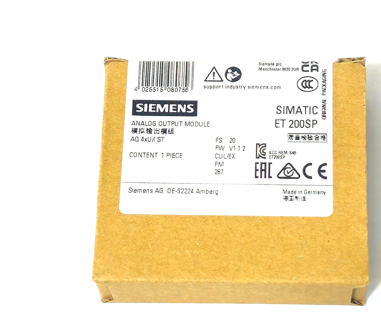 Siemens 6ES7135-6HD00-0BA1 SIMATIC ET200SP Analog Output Module AO 4xU/I *SEALED