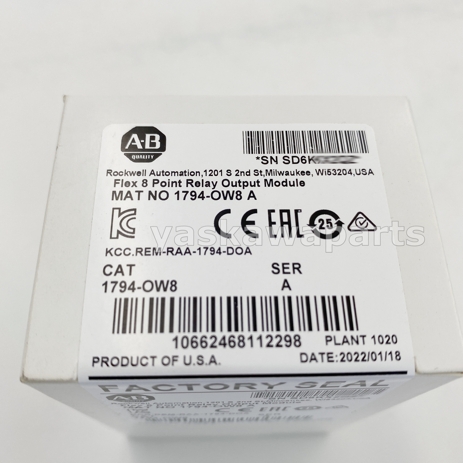 Allen Bradley 1794-OW8 Ser A Flex 8 Point Relay Output Module New Factory Sealed