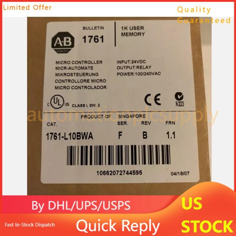 New Sealed AB 1761-L10BWA MICROLOGIX 1000 Controller 1761L10BWA US Free Tax