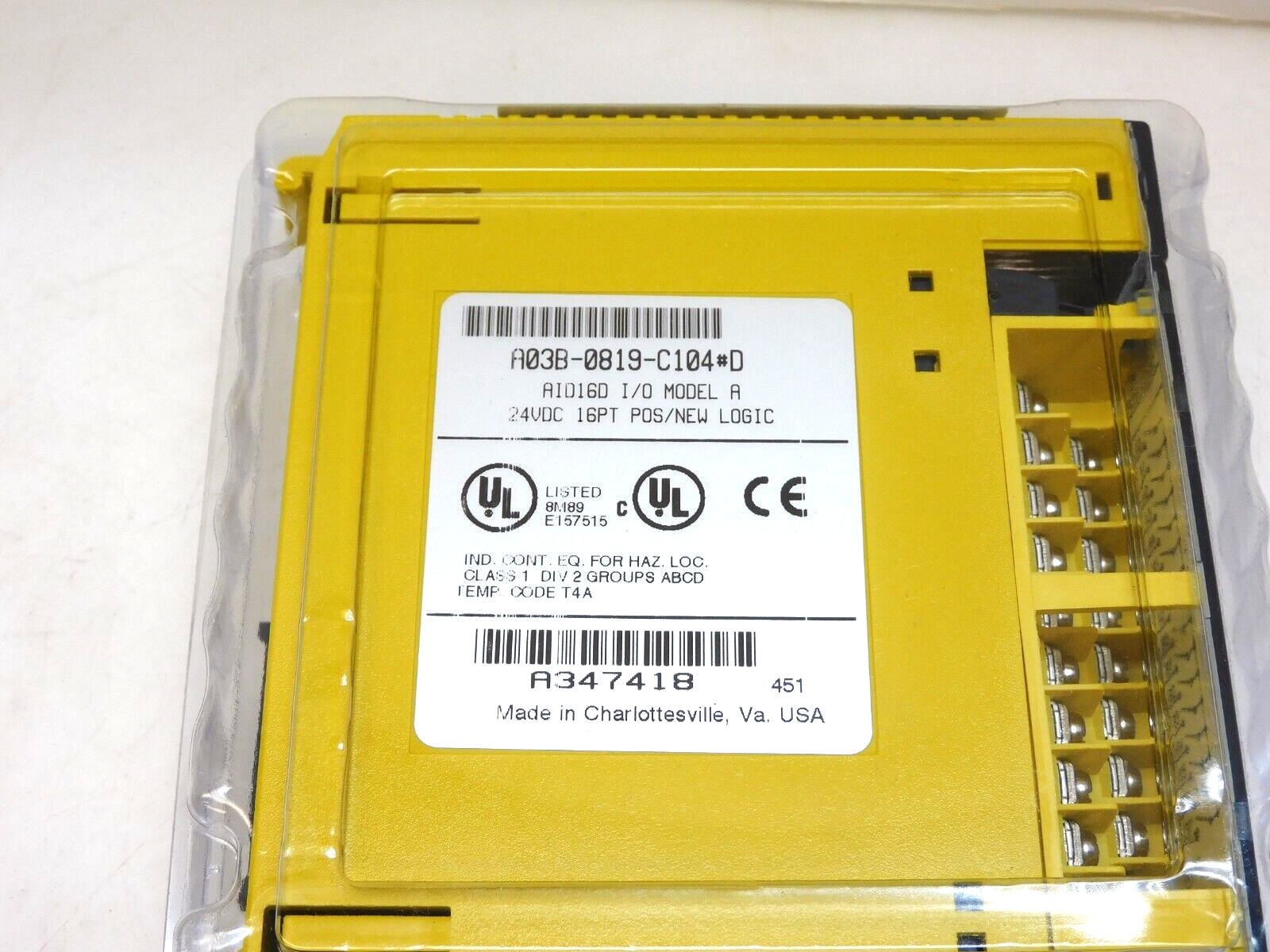 GE FANUC A03B-0819-C104#D AID16D I/O MODEL A 24VDC 16PT POS/NEW LOGIC