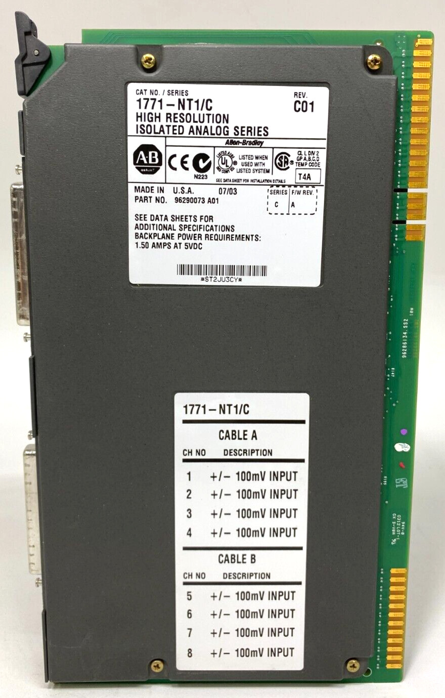 Allen-Bradley 1771-NT1/C Rev C01 High Resolution Isolated Analog Series 96290073