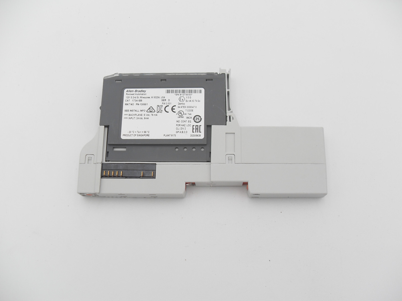 Allen Bradley 1734-IB8 Ser. D POINT I/O 8 Digital Input Module w/ 1734-TOP Base