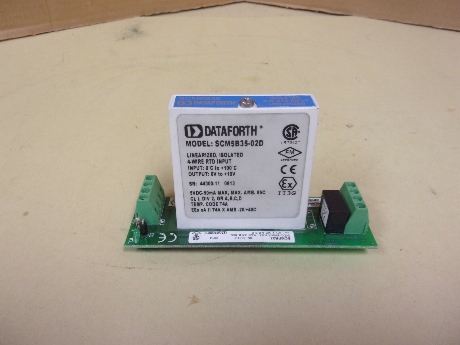 Dataforth SCM5B35-02D Linearized Isolated 4 Wire RTD Input SCMPB03 Circuit Board