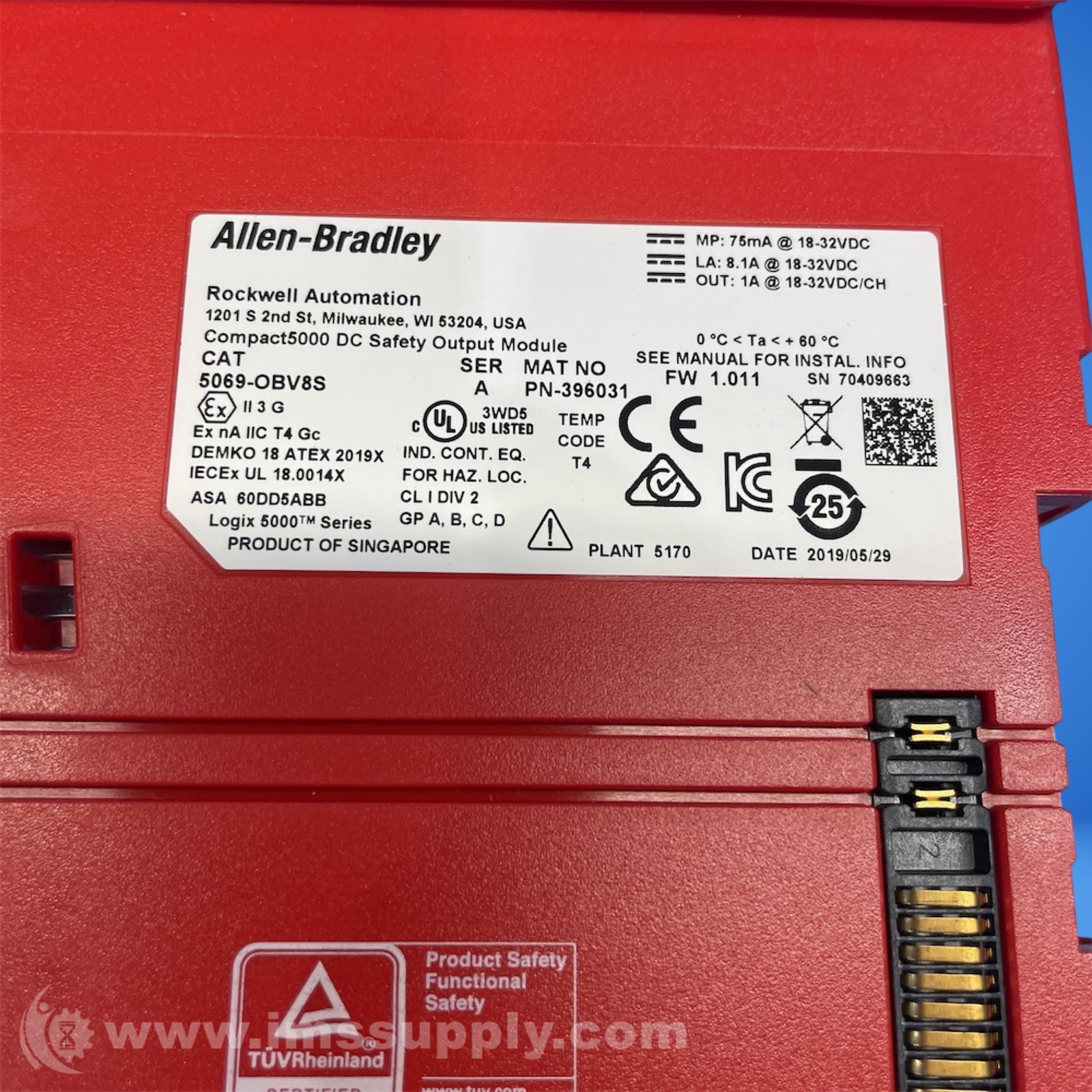 Allen Bradley 5069-OBV8S Safety Output Module FNIP