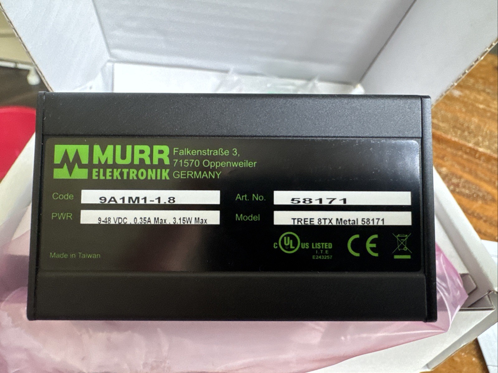 Murr Elektronik NEW In Box PLC 8 Port Unmanaged Switch Tree 8TX Metal 58171