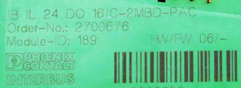 Phoenix Contact IB IL 24 DO 16/C-2MBD-PAC 2700676 HW/FW: 06 -used/Attn.1-