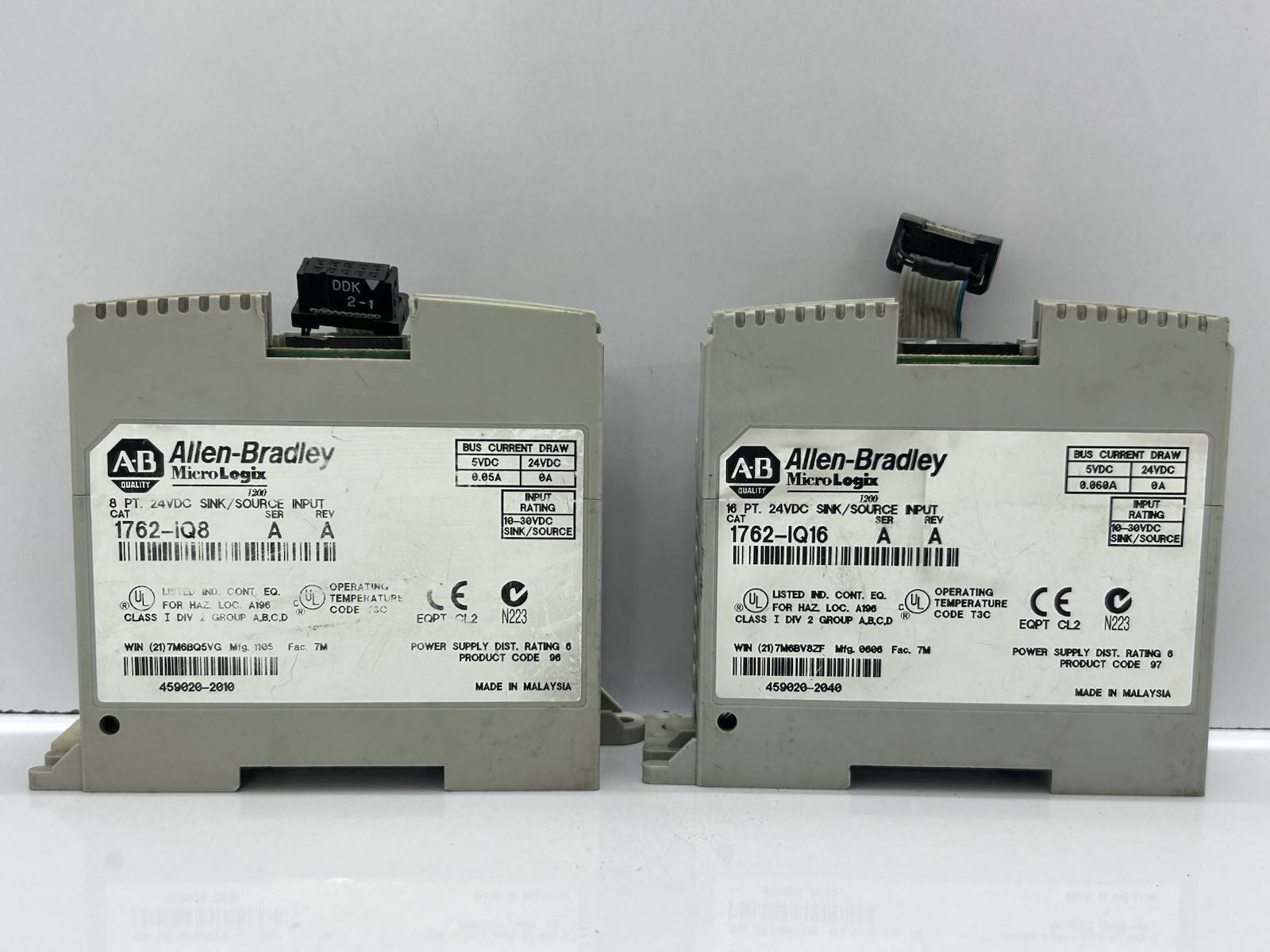 LOT OF 2PCS ALLEN BRADLEY 1762-IQ16 SER-A& 1762-IQ8 SER -A
