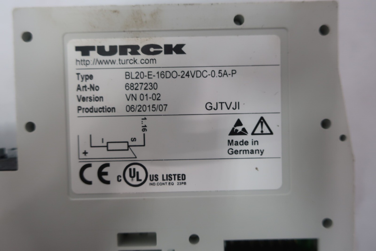 Turck BL20-E-16DO-24VDC-0.5A-P Output Module