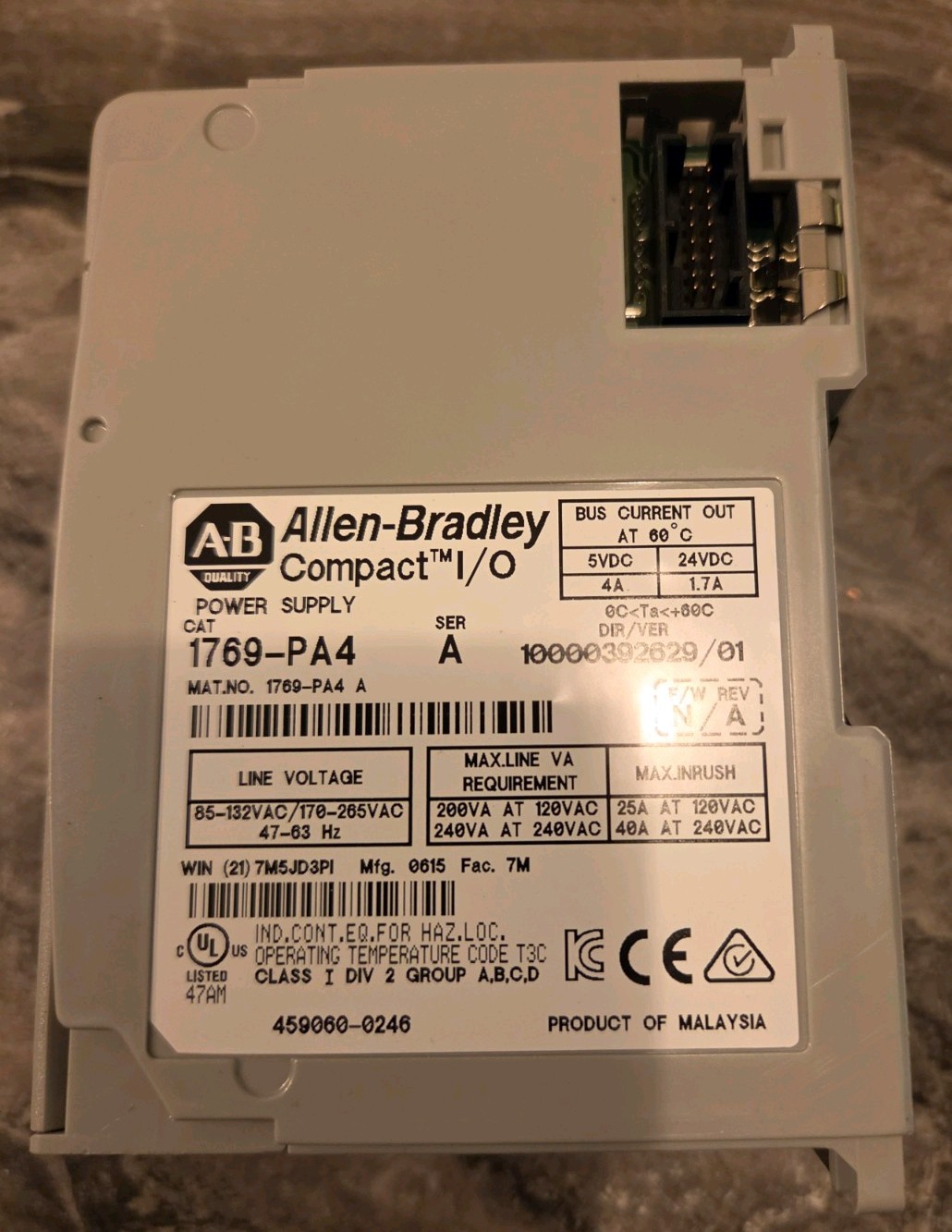 Allen-Bradley 1769-AENTR CompactLogix 1769-IQ16 1769-PA4 1769-OB16 MVI69L-MBS