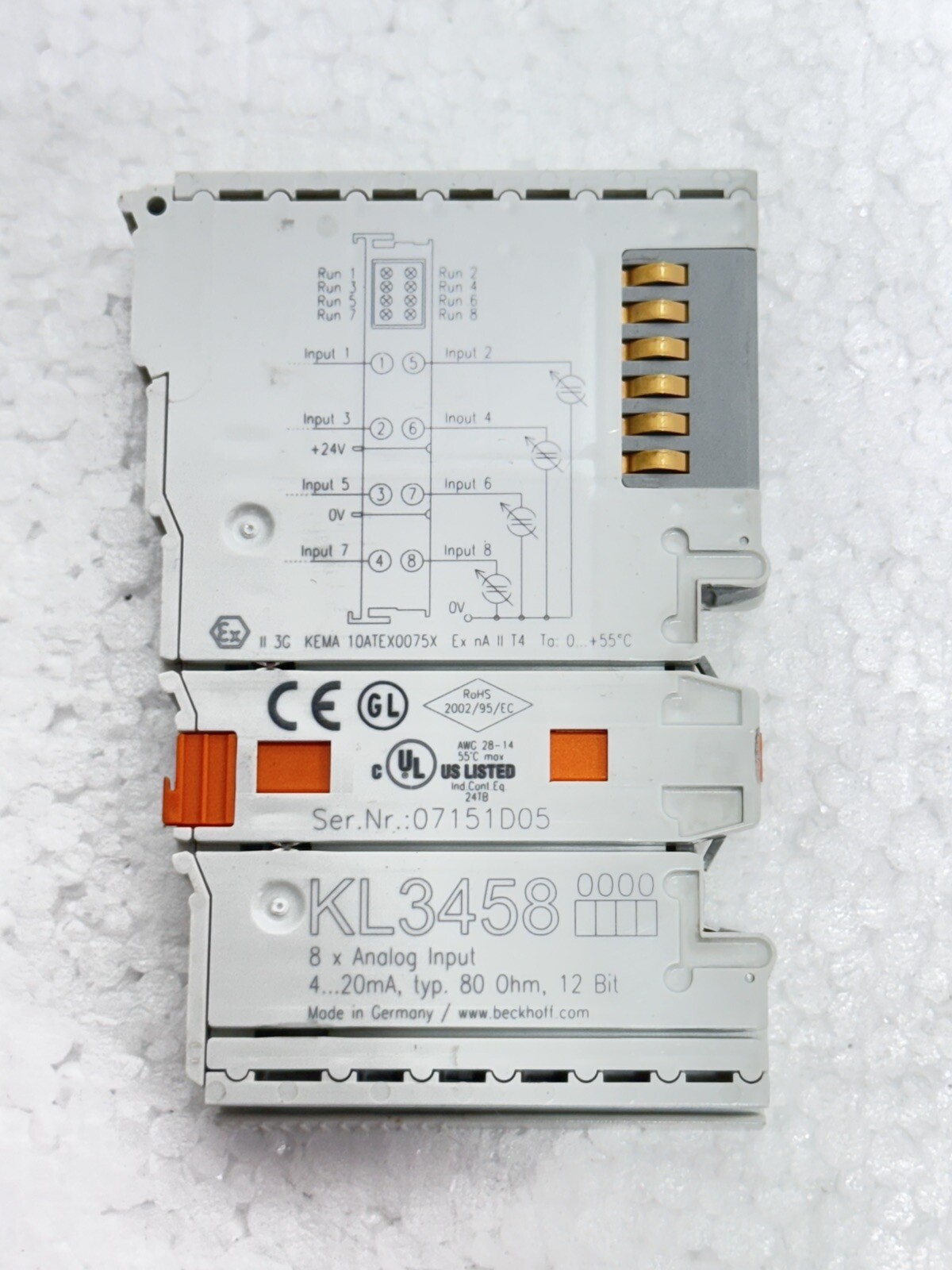 BECKHOFF KL3458 BUS TERMINAL 8 CHANNEL ANALOG INPUT