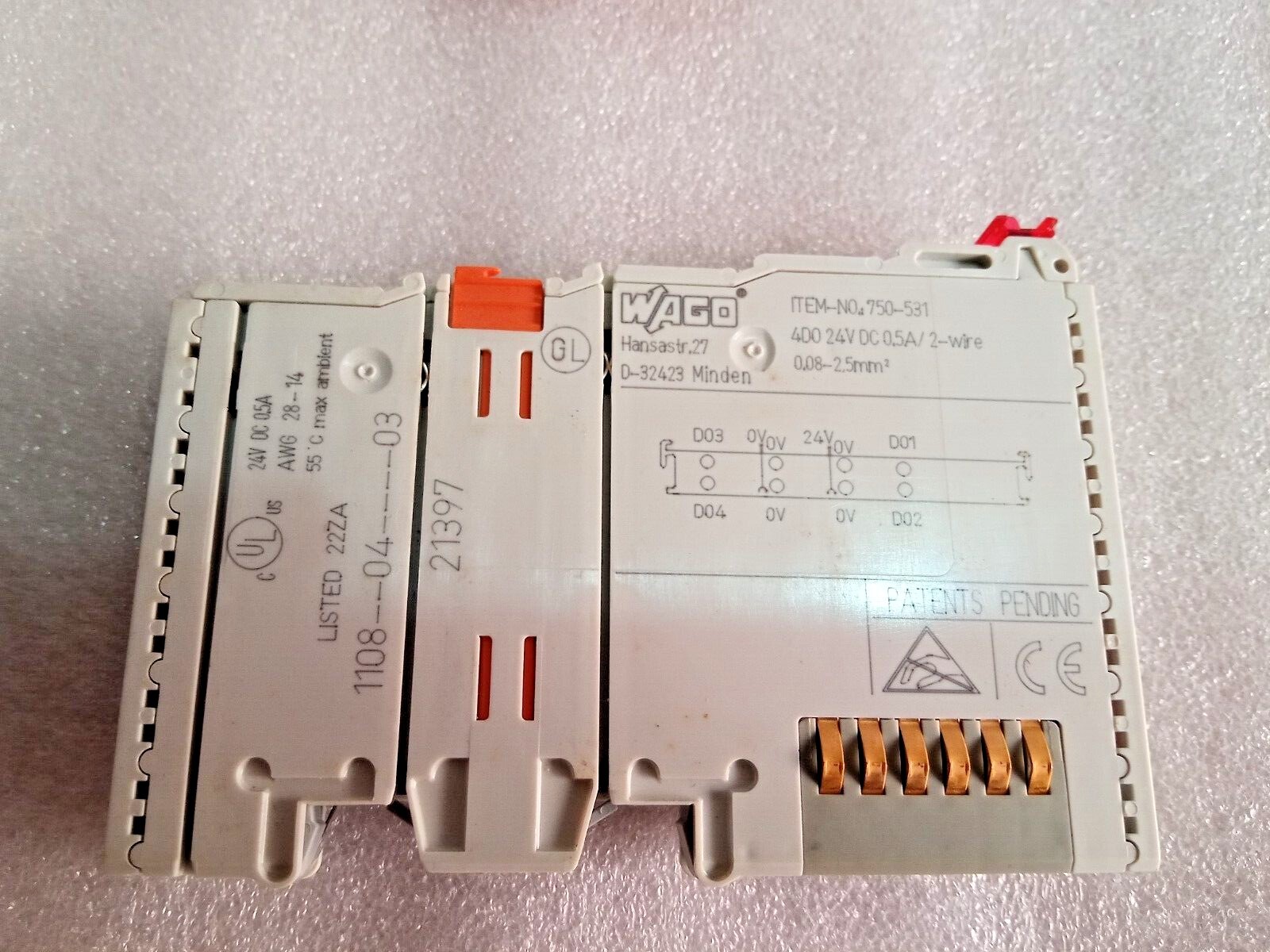 WAGO 750-531 4DO 24V DC 0.5A/2-WIRE 4 CHANNEL DIGITAL OUTPUT MODULE NEW