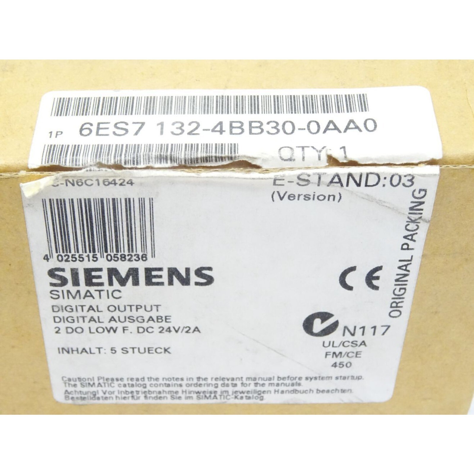 New Siemens 6ES7 132-4BB30-0AA0 6ES7132-4BB30-0AA0 SIMATIC DP Modules for ET200S