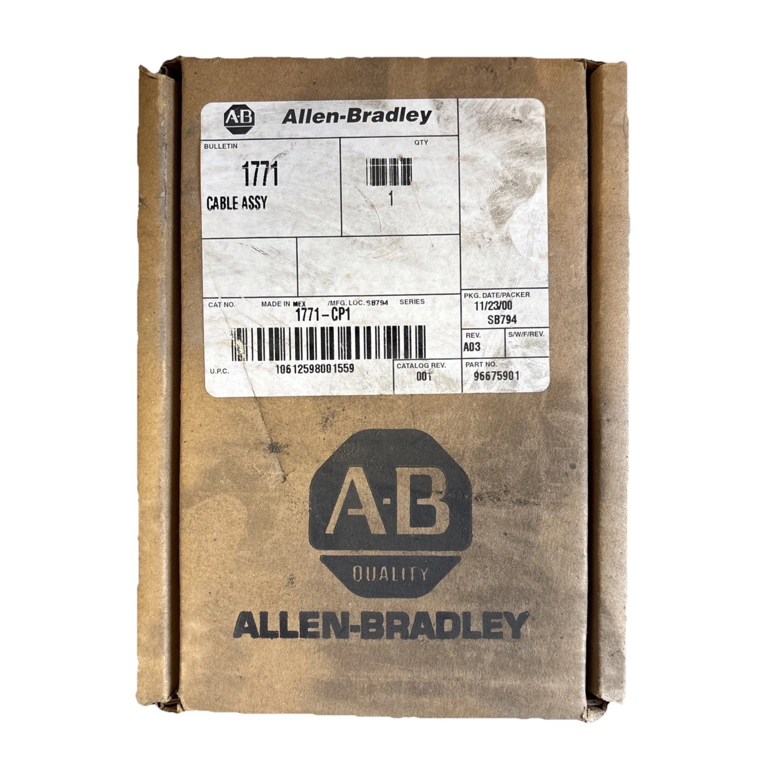 Allen Bradley 1771-CP1 PLC 5 Power supply Cable 1771CP1