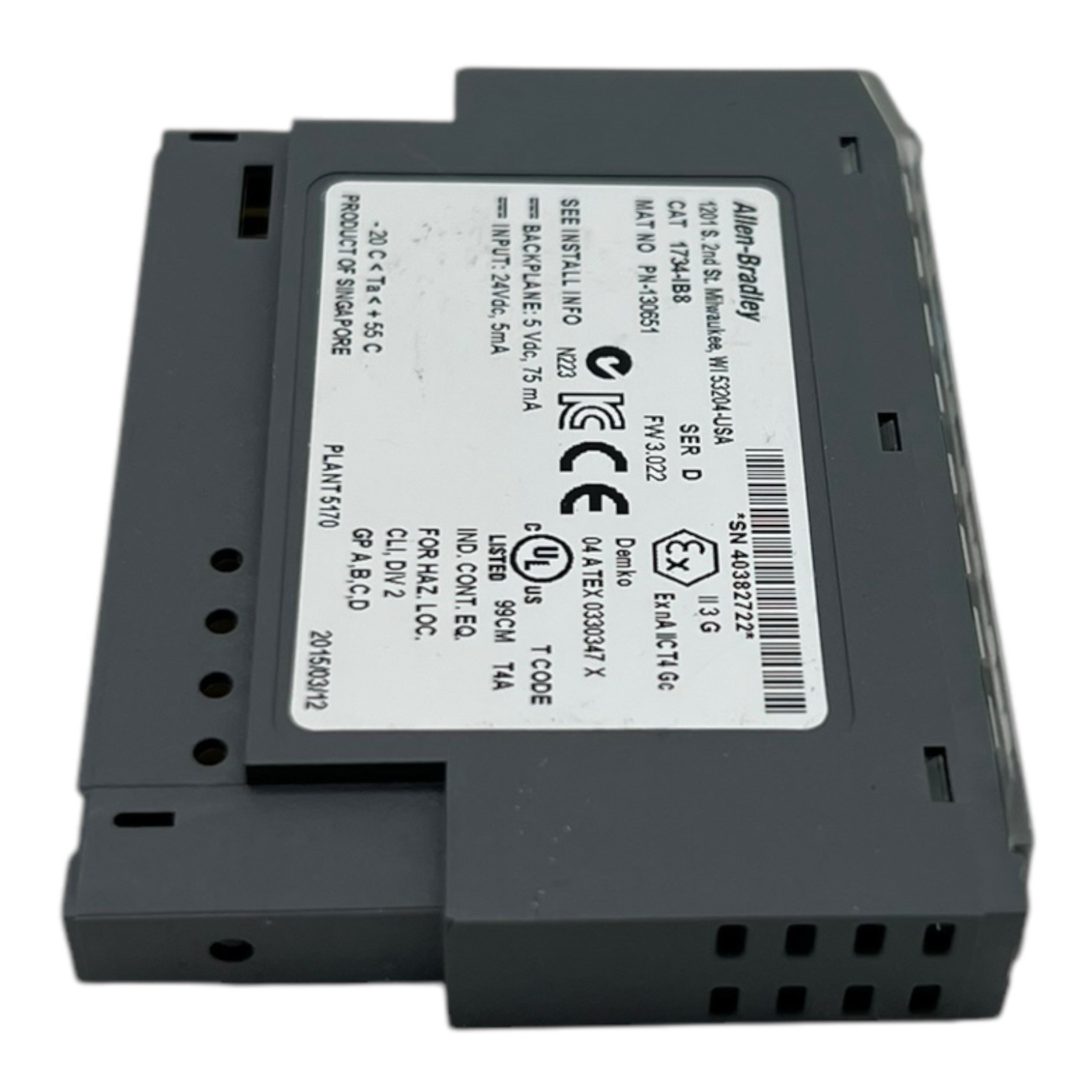 Allen Bradley 1734-IB8 Ser D Module PN-130651