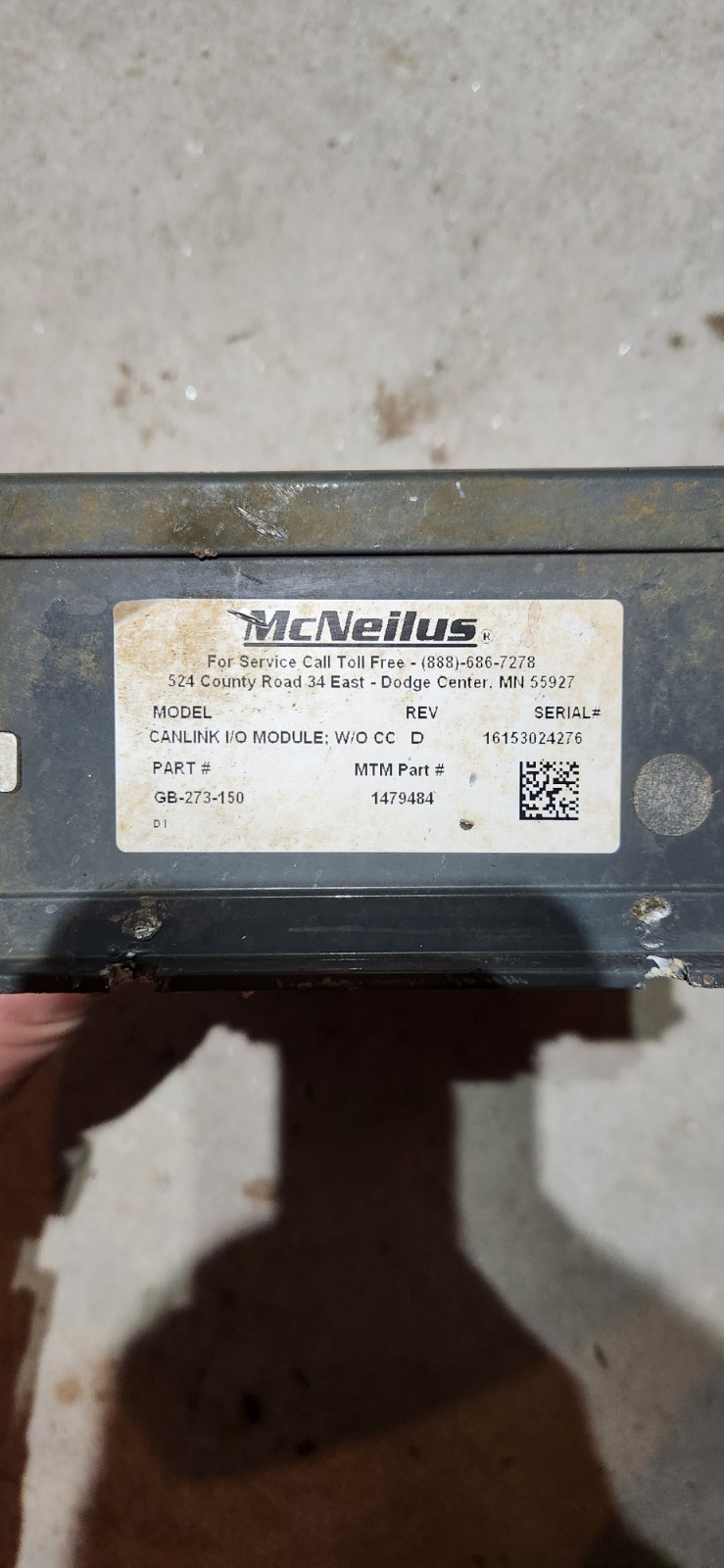 MCNEILUS CANLINK I/O MODULE, W/O CC 1479484 , GB-273-150
