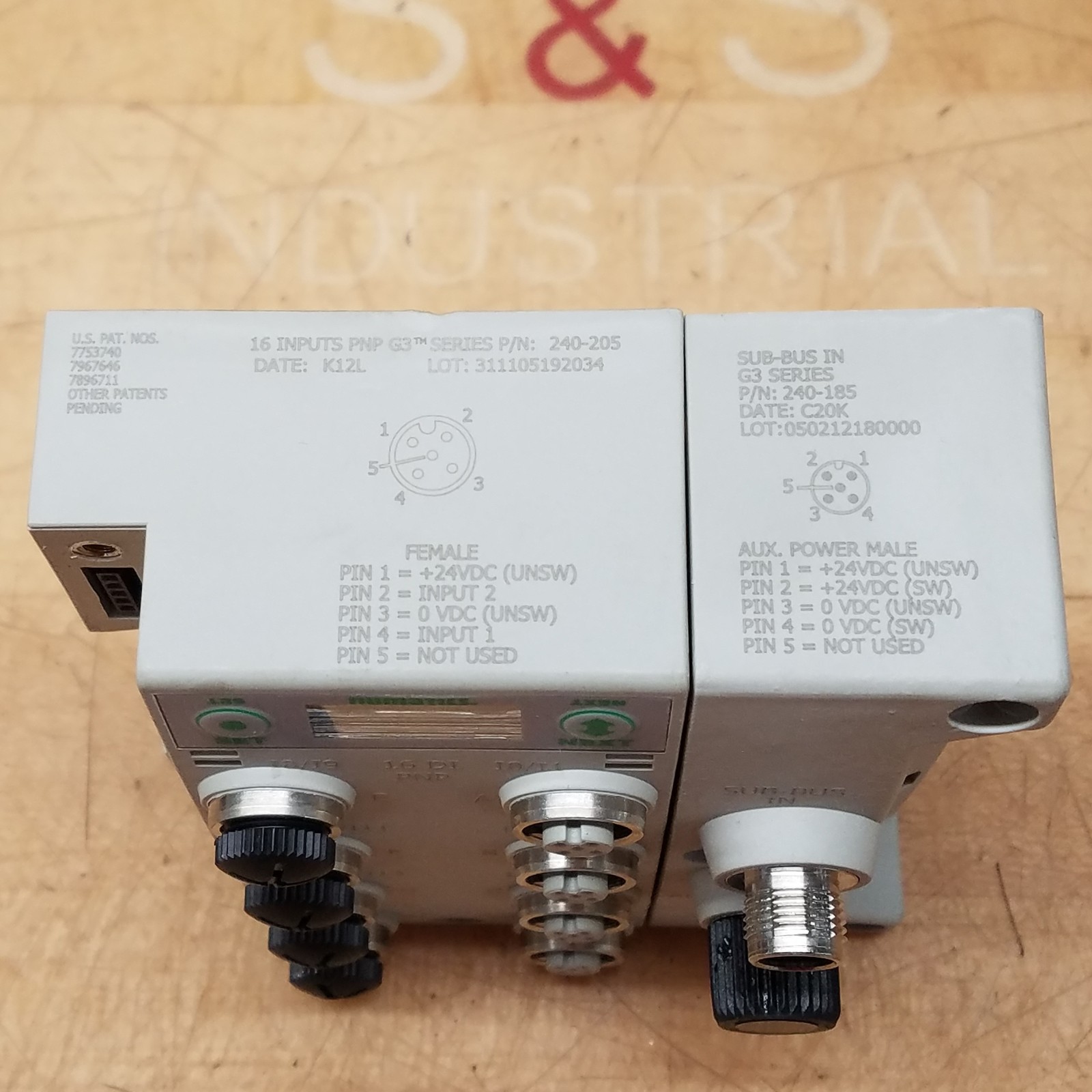 Numatics 240-205 Digital I/O Module, 5 Pin M12, 240-185 Sub-Bus Module, 4 Pin