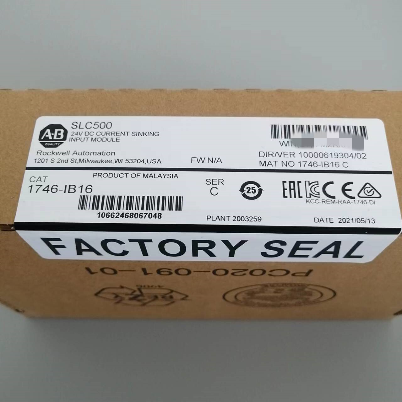 Allen Bradley 1746-IB16 SER C SLC 500 Digital Input Module PLC AB 1746IB16