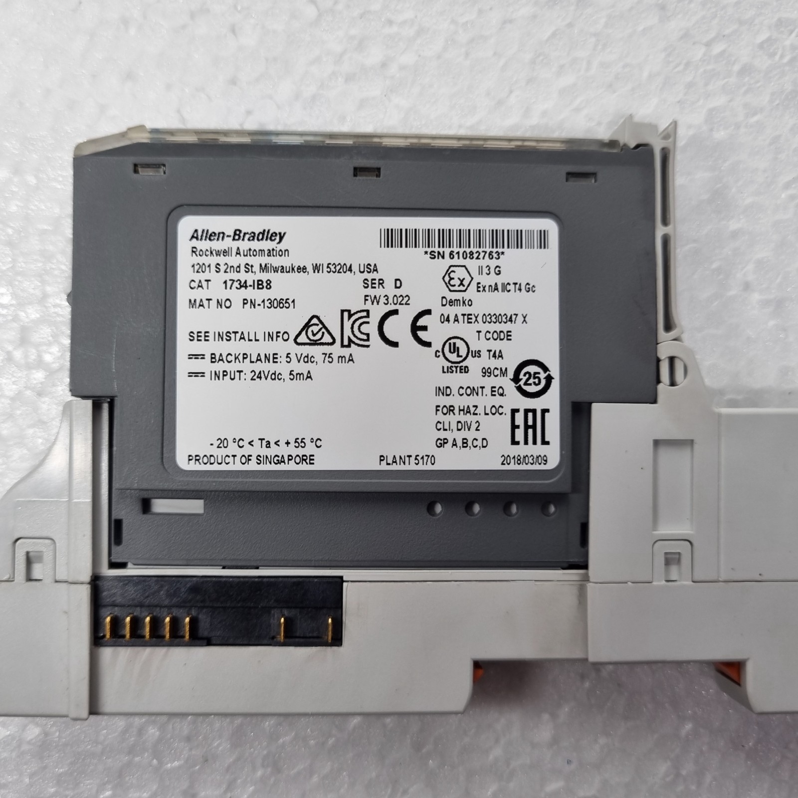 Allen-Bradley 1734-IB8 SER. D 24VDC 8 POINT DIGITAL SINK INPUT MODULE (LOT OF 3)