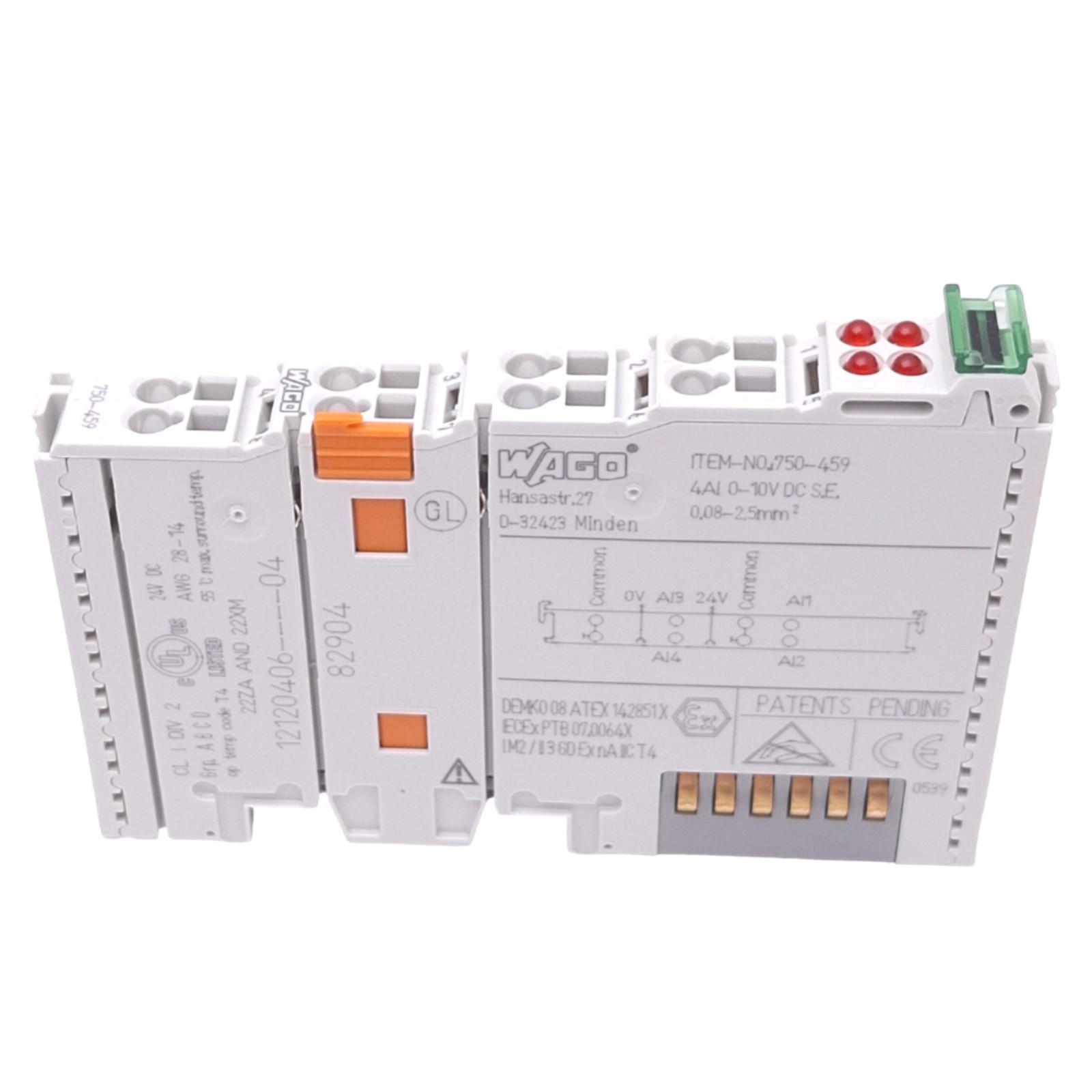 Wago 750-459 Analog Input Module for WAGO I/O, 4-Channel, 0-10VDC 12-bit